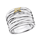 Kiff & Kiss Ring, silver, yellow gold and diamonds