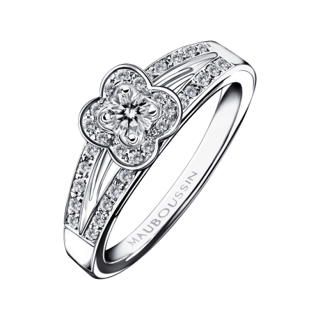 Chance of Love N°1 engagement ring, white gold and diamonds