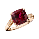 Môme je t'aime Ring , pink gold, rhodolite and diamonds