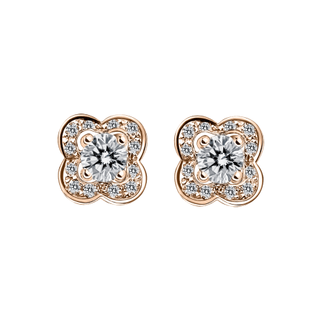 Chance of Love Earrings, pink gold and diamonds