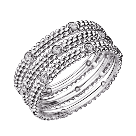 Ring Le Premier Jour, white gold, 3 rows of diamonds