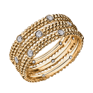 Ring Le Premier Jour, yellow gold, 3 rows of diamonds