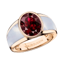 My First Madame Ring, pink gold, rhodolite and white mother of pearl