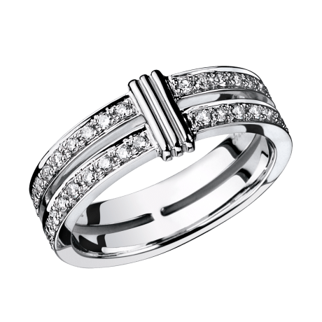 Wedding band Subtile Eternité, white gold, link in white gold, diamonds