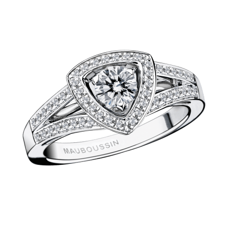 Dream & Love ring, white gold, diamond 0,30 carat approx, diamonds pave