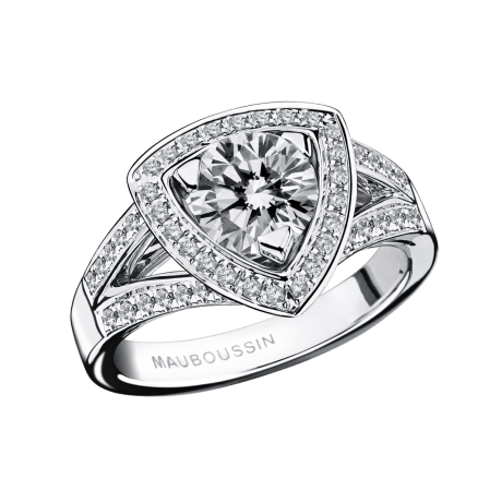 Dream & Love ring, white gold, diamond 1 carat approx, paved diamonds