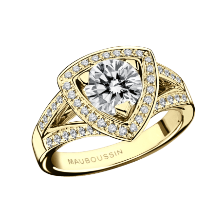 Dream & Love ring, yellow gold, diamond 1 carat approx, paved diamonds