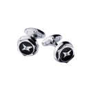 Cufflinks Les Boutons de l'Oubli, stainless steel, black lacquer, diamonds