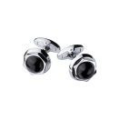 Cufflinks Les Boutons de l'Oubli, stainless steel, onyx cabochon