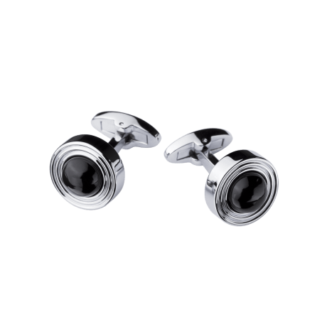 Cufflinks Les Boutons de l'Oubli, stainless steel, onyx