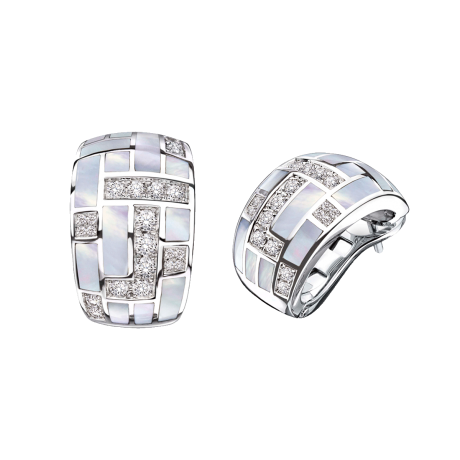 La Vertu earrings, white mother-of-pearl, diamonds