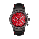 Watch First Day, chronograph, quartz movement, red dial, leather strap