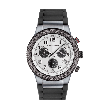 Watch First Day, chronograph, quartz movement, white dial, leather strap