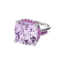 Couleur d'Amour ring, white gold, rose de France , diamonds and paved pink sapphires