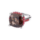 Couleur d'Amour ring, white gold, smoky quartz, diamonds and orange sapphires