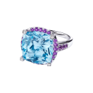 Couleur d'Amour ring, white gold, blue topaz, diamonds and paved amethysts