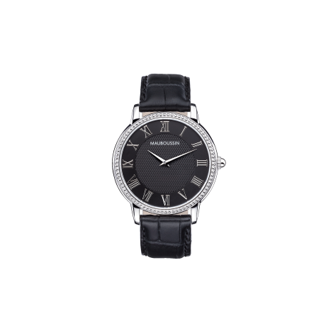 Jardin du Palais Royal, black dial and leather strap