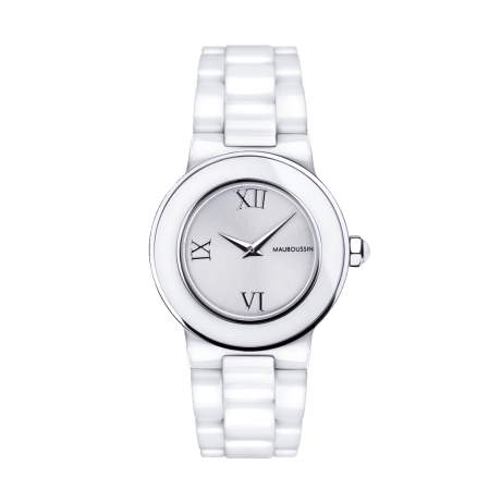 Amour le Jour watch, in white ceramic