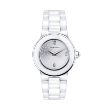 Amour le Jour watch, white ceramic bracelet and diamonds dial