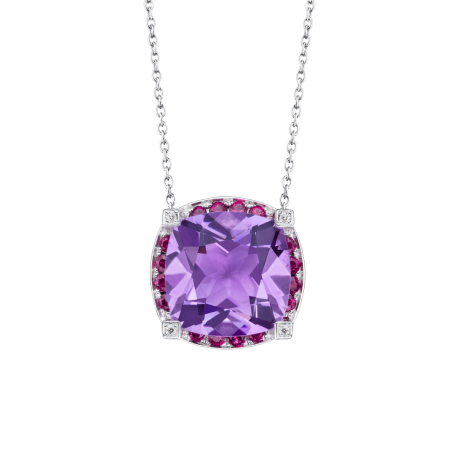 Couleur d'Amour pendant, white gold, amethyst, diamonds and rubies