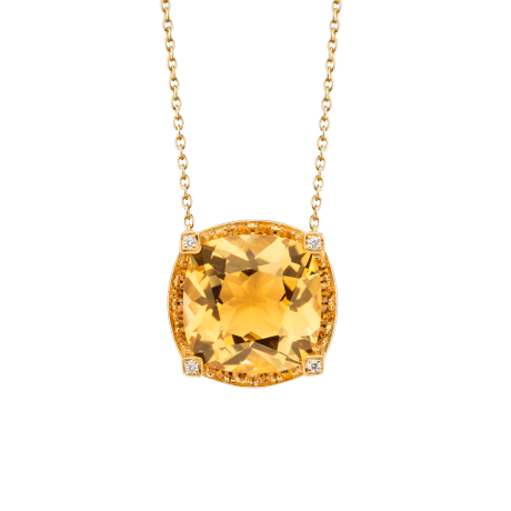 Couleur d'Amour pendant, yellow gold, citrine, diamonds and yellow sapphires