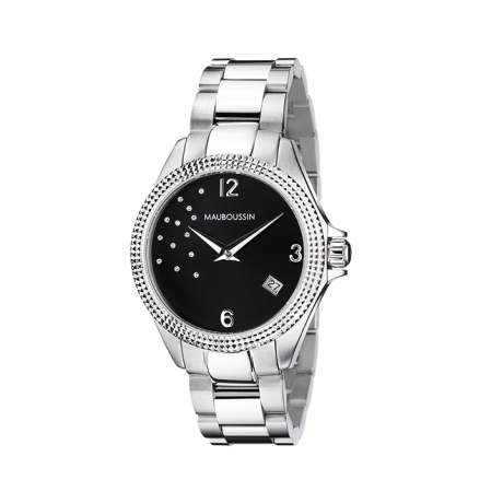 L'Heure de Paix Immédiate watch, black dial with diamonds