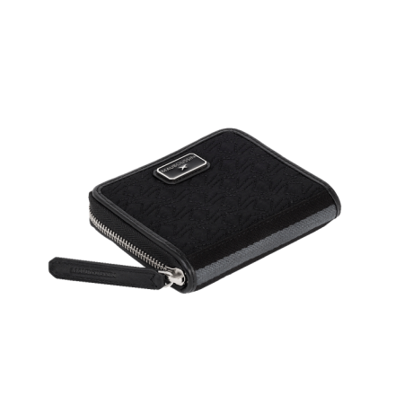 Je t'attends, Je t'aime, small quilted canvas and leather wallet