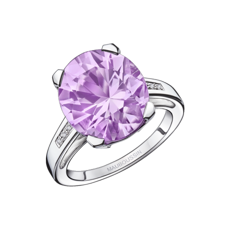Mon Bébé d'Amour ring, white gold, amethyst and paved diamonds