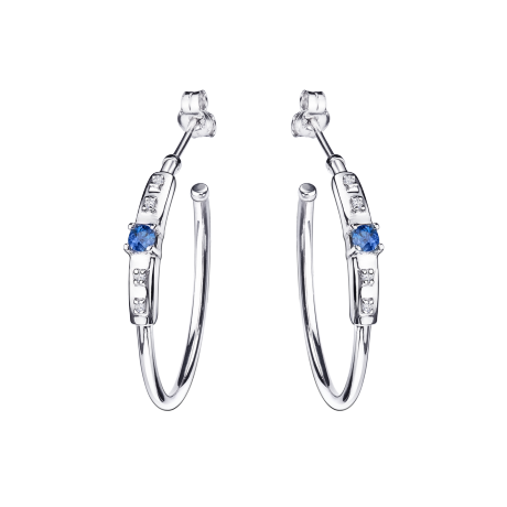 Capsule d'Emotions hoop earrings, white gold, blue sapphires and diamonds