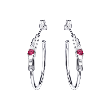 Capsule d'Emotions hoop earrings, white gold, rubies and diamonds