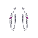Capsule d'Emotions hoop earrings, white gold, pink sapphires and diamonds