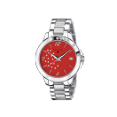 So Urgent ladies' watch, steel, red dial and diamonds