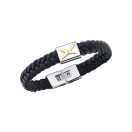 Mec, J'te Kiff bracelet, black leather, white steel and diamond