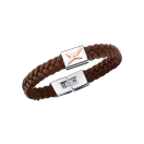 Mec, J'te Kiff bracelet, brown leather, white steel and diamond