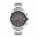 Un Homme une vie chronograph, grey dial, steel bracelet