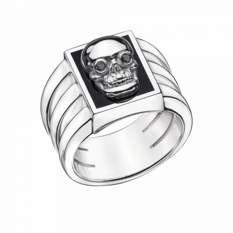 Deal d'Homme ring, silver, skull motif