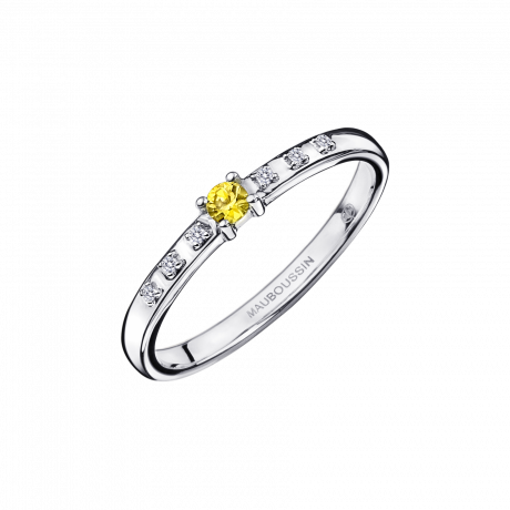 Capsule d'Emotions ring, white gold, yellow sapphire and diamonds