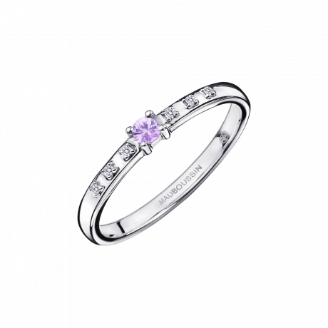 Capsule d'Emotions ring, white gold, violet sapphire and diamonds