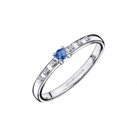 Capsule d'Emotions ring, white gold, sapphire and diamonds