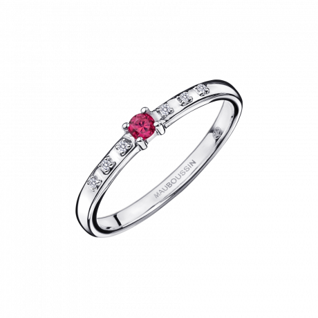 Capule d'Emotions ring, white gold, ruby and diamonds