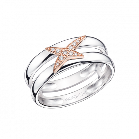 Etoilement D ring, silver, pink gold and diamonds