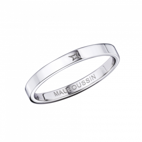 Ruban du Bonheur Mon Amour wedding band, white gold, 2.5mm