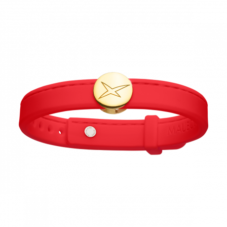 Leonard and Suzan of the Valley red bracelet, yellow gold