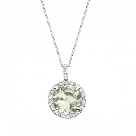 Soleil d'Été pendant, white gold, green amethyst and diamonds