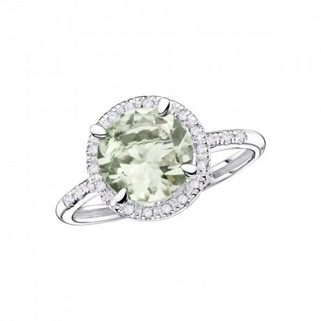 Soleil d'Été ring, white gold, green amethyst and diamonds