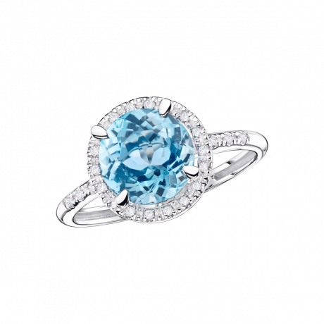 Soleil d'Été ring, white gold, blue topaz and diamonds