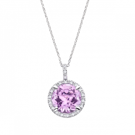 Soleil d'Été pendant, white gold, amethyst and diamonds