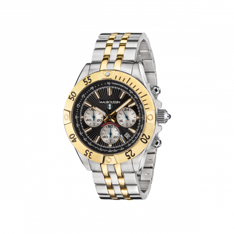John le Pilote Chronograph, yellow steel, black dial