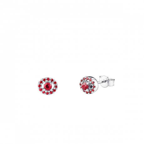 Vie, Volupté & Passion earrings, white gold and rubies