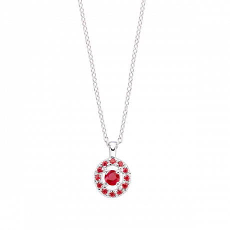 Vie, Volupté & Passion pendant, white gold and rubies